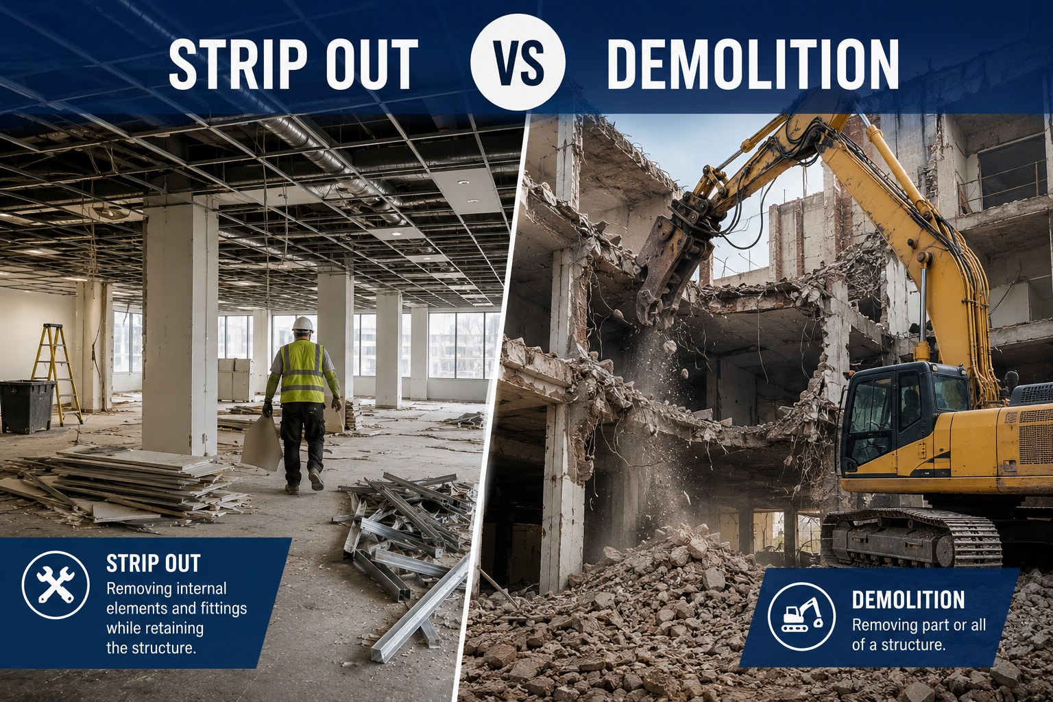 Strip Out vs Demolition: What's the Difference? | HIR Ltd